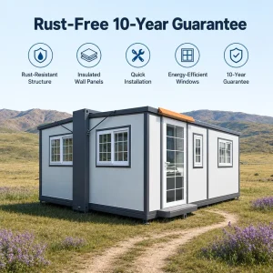 Expandable Container House for Water Pump Control and Staff Living in Remote Farm Environments