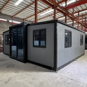 Expandable Modular Container Steel House with Wooden Sandwich Panel for Villa Office Park Bedroom and Living Room Use