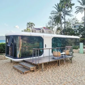 Expandable Time Double Futuristic Prefabricated Vessel Small House Capsule Home House Dome 35 Sqm