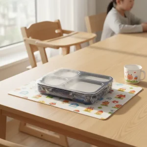 F25 Full Stainless Steel BPA Free Plastic Lid Kids Bento Meal Prep Lunch Box Leak Proof 4 Compartments Heatable Dishwasher Safe