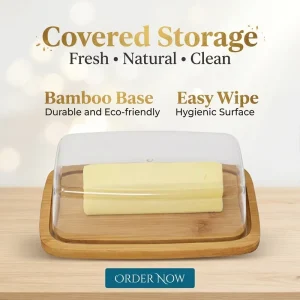 FDA LFGB SGS Certified Large Eco Friendly Natural Bamboo Butter Dish With Lid for Home Kitchen Bakery Hotel Catering Anti Mold