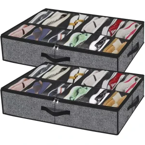 Fabric Foldable Shoe Organizer Storage Box for Under Bed Shoes