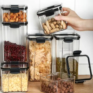 Factory Custom Transparent Pet Material Plastic Food Storage Container Kitchen Airtight Containers Box