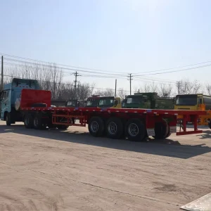 Factory Customize 40ft 45ft Container Flatbed Semi Trailer Tri Axles Truck Trailers for Sale