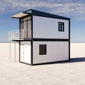 Factory Design Portable Sandwich Panel Prefab Flat Pack Two Story Single Room Living Container Office House