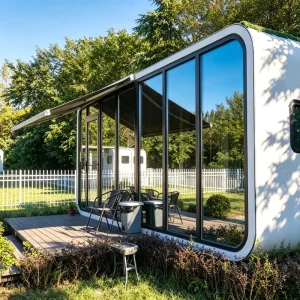 Factory Direct Apple Cabin Garden Room with Steel Frame and Modern Interior for Glamping Resorts with Export Packing