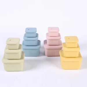 Factory Direct Sale Silicone Lunch Bento Box Microwave Heating Office Worker Kitchen Storage Square Freshness Preserving