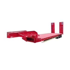 Factory Direct Stock 13 Meter Semi Trailer Hook Up Mechanism Ladder Deck Low Profile Flatbed for Heavy Haul Transport China
