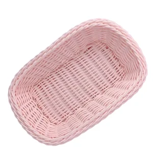 Factory Directly Sales Handwoven PP Rattan Desktop Plastic Woven Storage Basket for Living Room Storage or Display Candy Holder