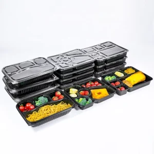Factory Disposable Microwavable Blister PP Plastic Frozen Meat Packaging Trays Take Away Food Container with Plastic Lid