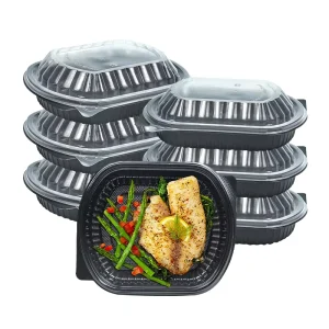 Factory Disposable Rectangle Plastic Microwavable Biodegradable Lunch Box Leakproof Food Storage Container with Anti Fog Lid