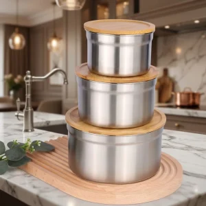 Factory Eco-friendly Stainless Steel Bento Food Storage Box Bamboo Lid Freshness Preservation Container for Teenagers