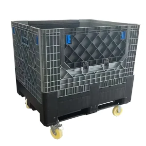 Factory Large Bulk Industry Collapsible Plastic Pallet Container Durable Stacking Plastic Box Contain With Lid