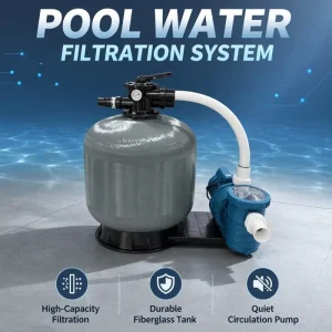 Factory Pool Sand Filter Pump Combo Fiberglass Tank Self-priming Energy-saving Copper Core Motor 5-50 M/h Flow Pool