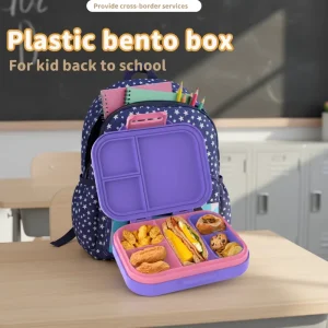 Factory Portable Children Food Storage Container 3 Compartment Plastic Lunch Bento Box for Kids