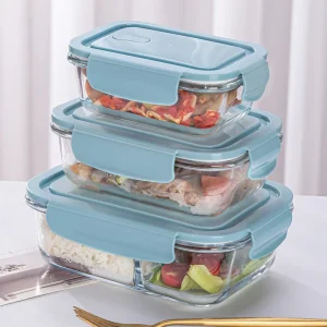 Factory Price Rectangular High Borosilicate Glass Food Storage Container Lunch Box With Vented Lid