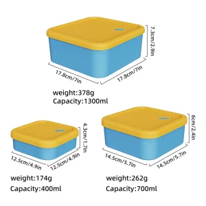 Factory Silicone Fresh keeping Rectangle Lunch Box Dishwasher Microwave Safe Bento Box Outdoor Fruit Fresh keeping Box