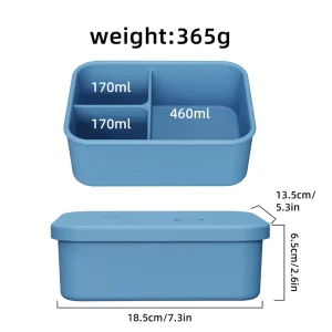 Factory Three compartment Children’s Silicone Lunch Box Lid Microwaveable sealed Insulated 800ml Fresh keeping Box