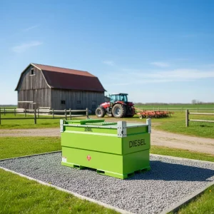 Farm 2000L 500Gal Diesel Fuel Tank Storage with Pump Four Way Forklift Carbon Steel Portable Mobile Two-tier UL142 Certified
