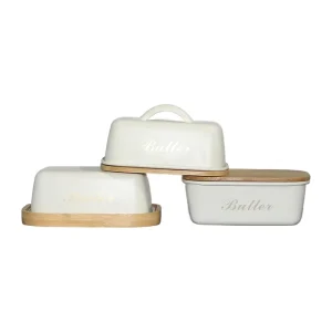 Farmhouse Home Decor Kitchen Butter Dish Metal Keeper Container Butter Container Holder Butter Storage Box for Countertop