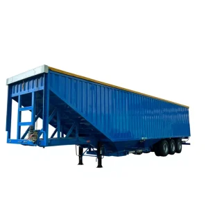 Feichi 3 Axle Grain Cart Semi Trailer Customizable Peanut Wheat Cereals Transport Hopper Bottom Grain Semi Trailer