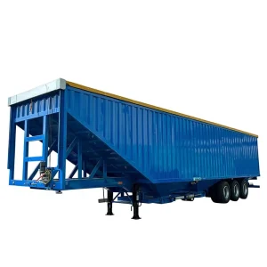 Feichi 3 Axle Steel Semi Trailer High quality Bestseller Grain Cart Peanut Wheat Cereals Transport Hopper Bottom Semi Trailer