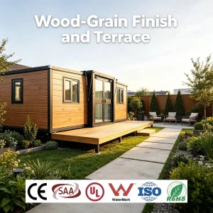 Fire Rated A1 Panels 20ft Expandable Container House with Reinforced Chassis and High Security Doors for Commercial Projects