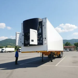 Fish Food Transportation Container Box Semi Truck Trailer 3 Axles 40ft Dry Van Box Trailer with Refrigerated Unit