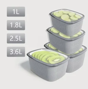 Five Piece Set Plastic Food Fresh keeping Box with Lid Household Vegetable Cake Storage Box for Refrigerator