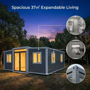 Flame Retardant Storm Resistant Robust Zinc Coated Rigid Midcentury Modern Expandable Container House for Bedroom Bathroom Use 5