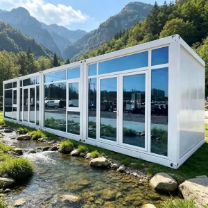 Flat Pack Container House 20ft Underground Prefabricated Steel Material Home Bar Dining Midcentury Modern Design