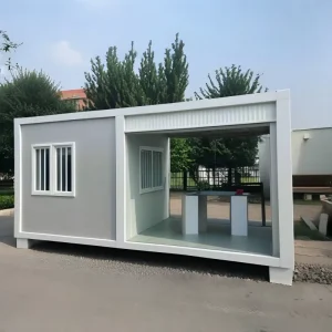Flat Pack Modular Container Gate Booth with Open Veranda, Portable Security Guard House for Construction Site & Mining Camp