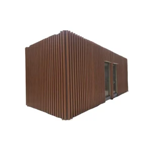 Flat Pack Portable Tiny Home Steel Wood Strip Facade Eco Friendly Prefab Cabin for Resort Forest Glamping Off Grid Tiny House