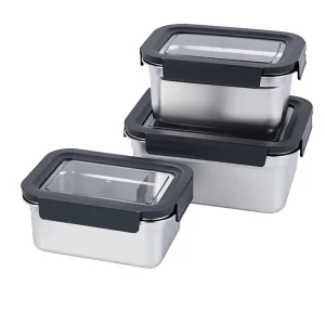 Flat Square Food Tray Smooth Uncoated Silver Tank Four Side Buckle Stainless Steel Microwavable Lunch Box Staff Canteen Single