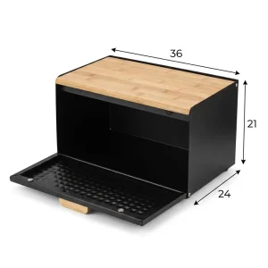 Flip Lid Bread Box Metal Front Opening Design Dustproof Ventilated Bread Storage Box Kitchen Countertop Food Container