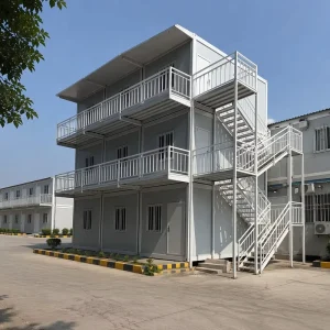 Foldable 2 Storey Steel Structure Site Office Prefab House Modern Design Quick Deploy Construction Camp