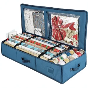 Foldable Christmas Wrapping Paper Gift Wrap Organizer Underbed Storage Container Portable Large Capacity 22 Rolls Home