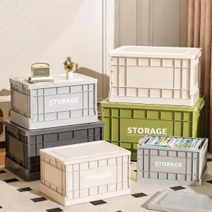 Foldable Plastic Storage Box 30L 40L Portable Minimalist Clothing Organizer Container for Home and Outdoor