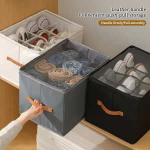 Foldable Shoe Storage Bin Clear Cover Divided Shoe Organizer Box Space Saving Home Closet Storage Container Waterproof Stackable