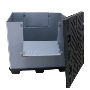 Folding Stackable Nestable Bulk Shipping Container with Foldable Pallet Storage Bins for Warehouse