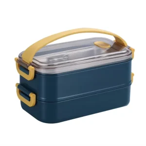 Food Contact Safe Portable Stainless Steel Single/Double Layer Thermal Lunch Box with 3 Compartments BPA Free