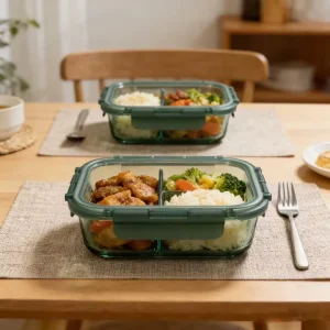 Food Container Glass Rectangle Shape Lunch Box Set Lunch Box with Women’s Gift