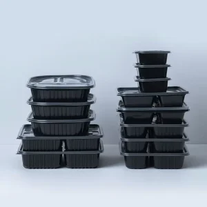 Food Grade Disposable Container Plastic Take Away Prep Storage With Lids PP Leak Proof Microwaveable Safe 12 3 4 Black Lunch Box