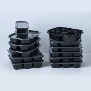 Food Grade Disposable Container Plastic Take Away Prep Storage With Lids Pp Leak Proof Microwaveable Safe 12 3 4 Black Lunch Box