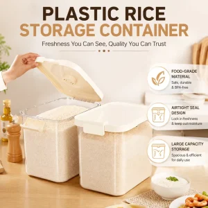 Food-Grade Plastic Rice Storage Container Home Use Nordic Style Kitchen Insect-Proof Moisture-Proof Sealed Large