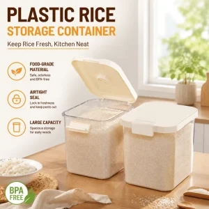 Food-Grade Plastic Rice Storage Container Home Use Rectangular Sealed Insect-Proof Moisture-Proof