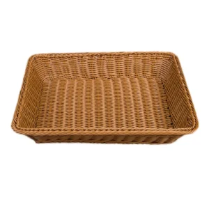 Food Grade Plastic Strap Woven Storage Bread Serving Basket for Bread Fruit Vegetables Food Serving Rectangle Shape