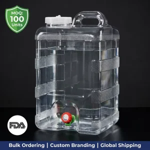 Food Grade Portable Water Bucket with Handle BPA Free 28L Vertical Square Water Container for Outdoor Camping Emergency Storage