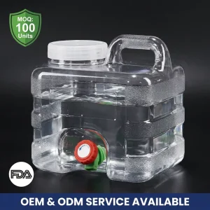 Food Grade Portable Water Bucket with Handle BPA Free 7.5L Vertical Square Water Container for Outdoor Camping Emergency Storage