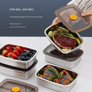 Food Grade Stainless Steel Bento Box with Special Sealed Lid Freezer Refrigerator Household Use Preservation Lunch Container